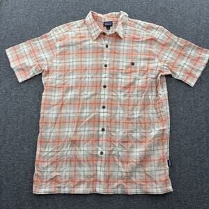 Patagonia Shirt Mens Large Plaid Short Sleeve Button Up Organic Cotton Hiking